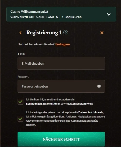 Crownplay Casino registrieren